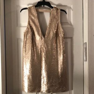 Rose gold sequin mini dress